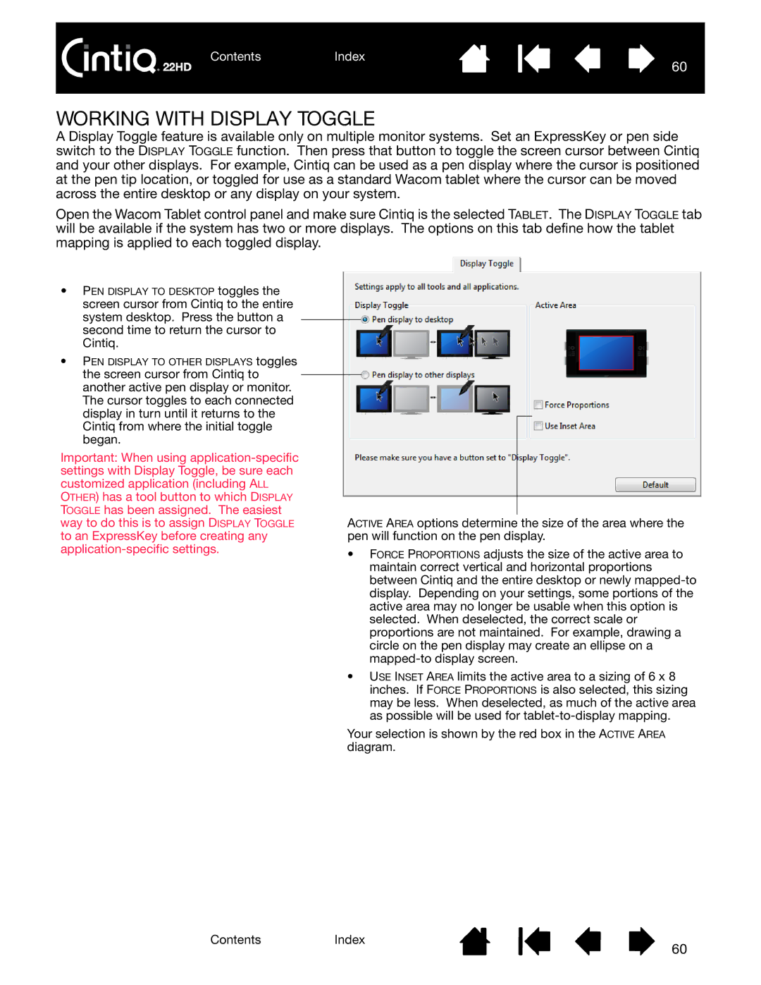 Wacom DTK-2200 user manual Working with Display Toggle 