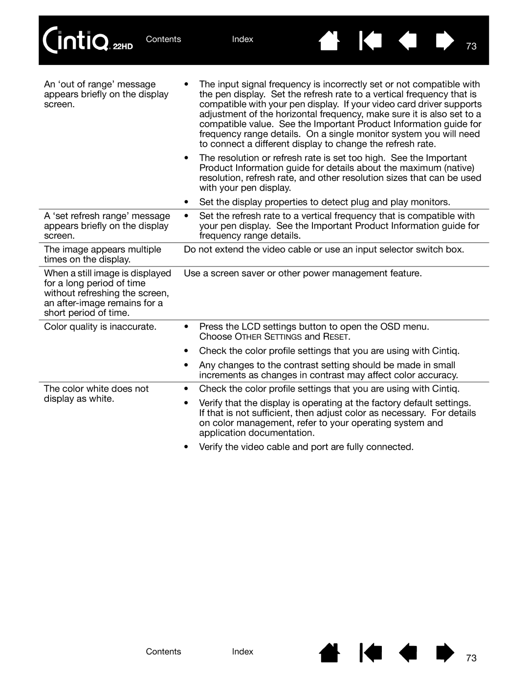 Wacom DTK-2200 user manual Any changes to the contrast setting should be made in small 