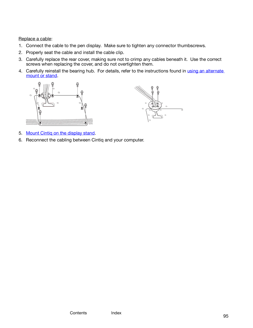 Wacom DTK-2200 user manual Mount Cintiq on the display stand 