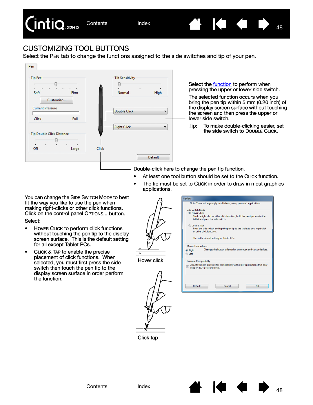 Wacom DTK-2200 user manual Customizing Tool Buttons, ContentsIndex 