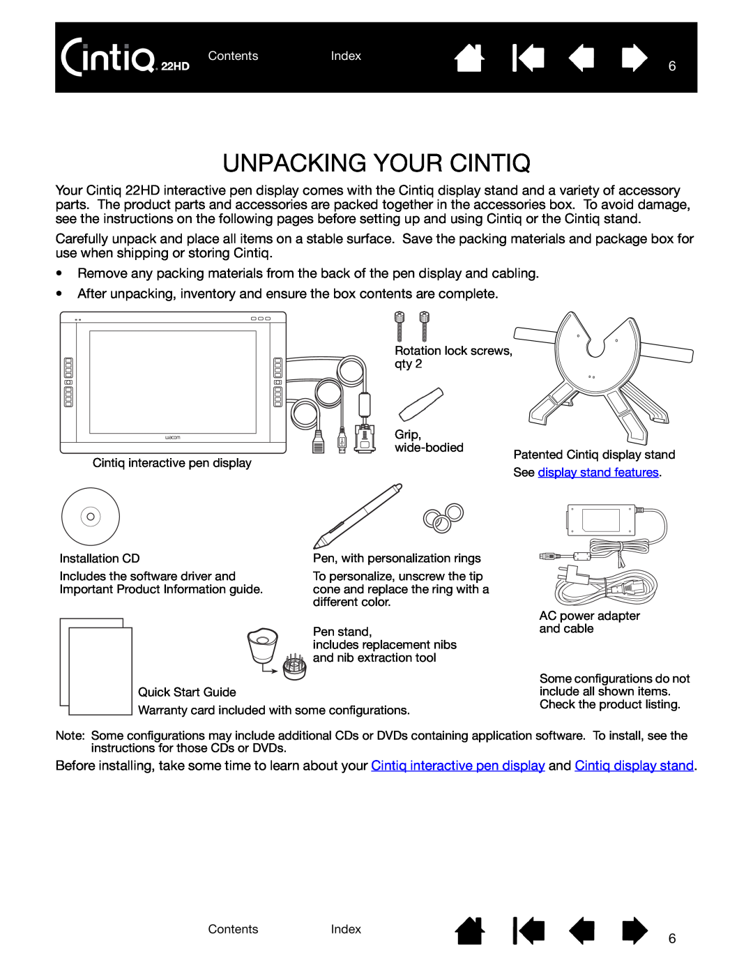 Wacom DTK-2200 user manual Unpacking Your Cintiq 