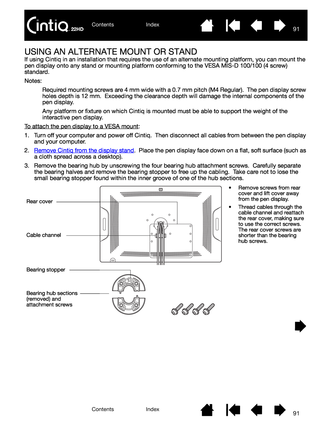 Wacom DTK-2200 user manual Using An Alternate Mount Or Stand 