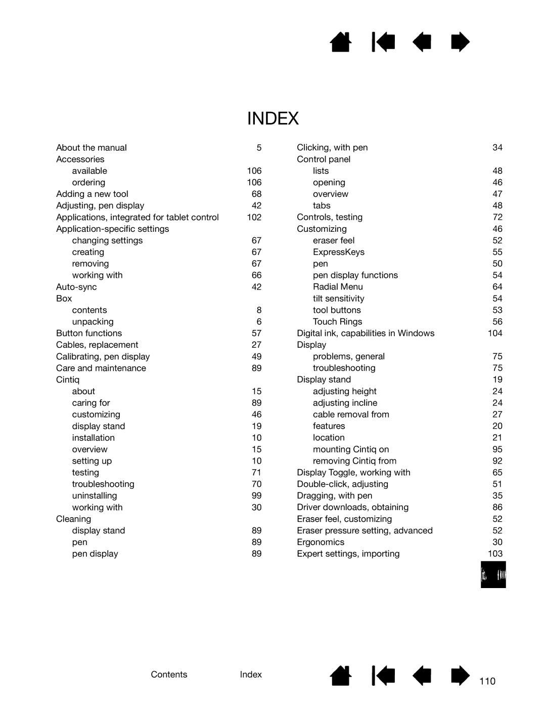 Wacom DTK-2400 user manual Index 