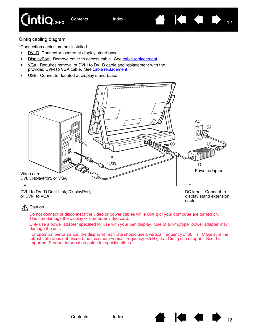 Wacom DTK-2400 user manual Cintiq cabling diagram 