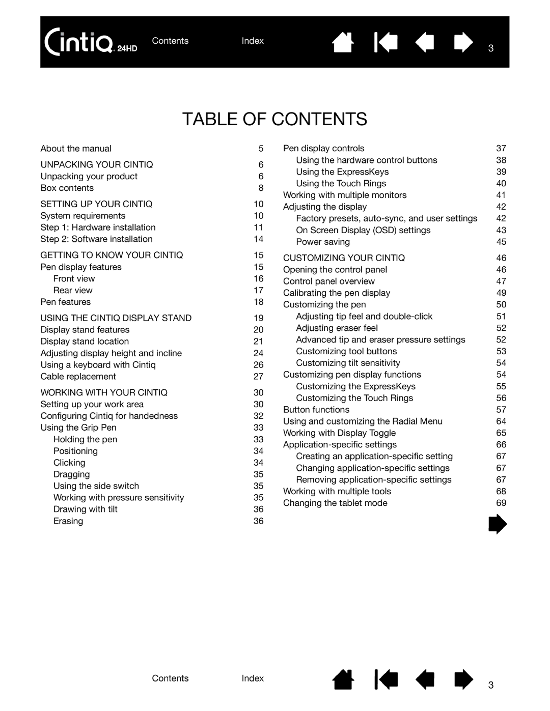 Wacom DTK-2400 user manual Table of Contents 