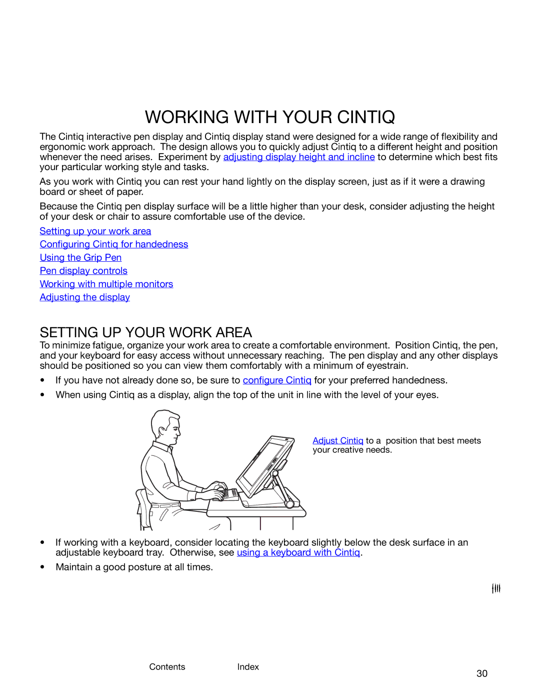 Wacom DTK-2400 user manual Working with Your Cintiq, Setting UP Your Work Area 