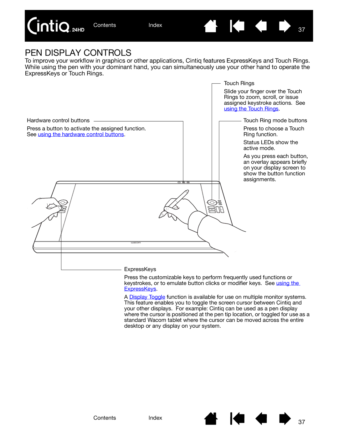 Wacom DTK-2400 user manual PEN Display Controls 