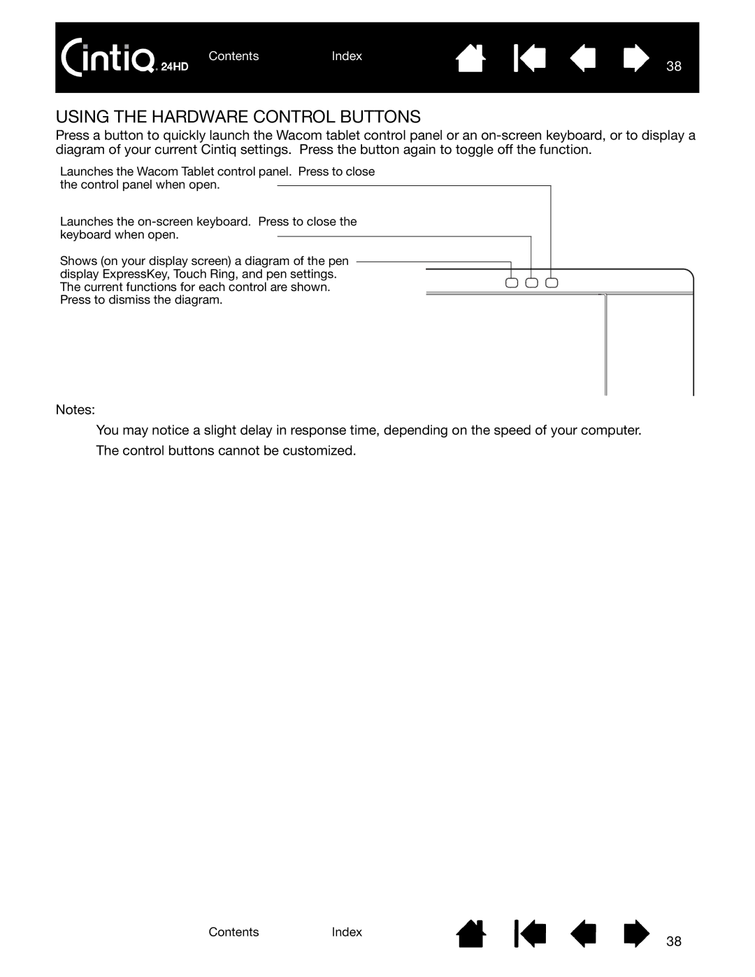 Wacom DTK-2400 user manual Using the Hardware Control Buttons 