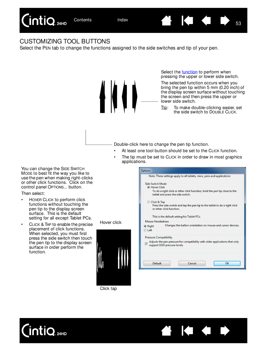 Wacom DTK-2400 user manual Customizing Tool Buttons 