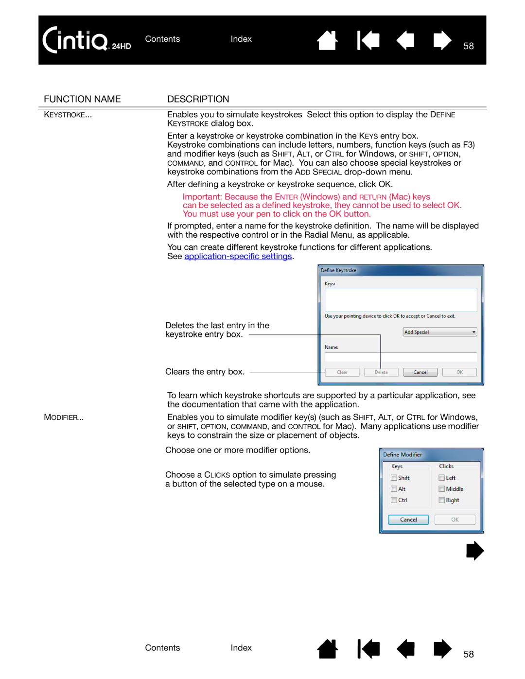 Wacom DTK-2400 user manual Important Because the Enter Windows and Return Mac keys 