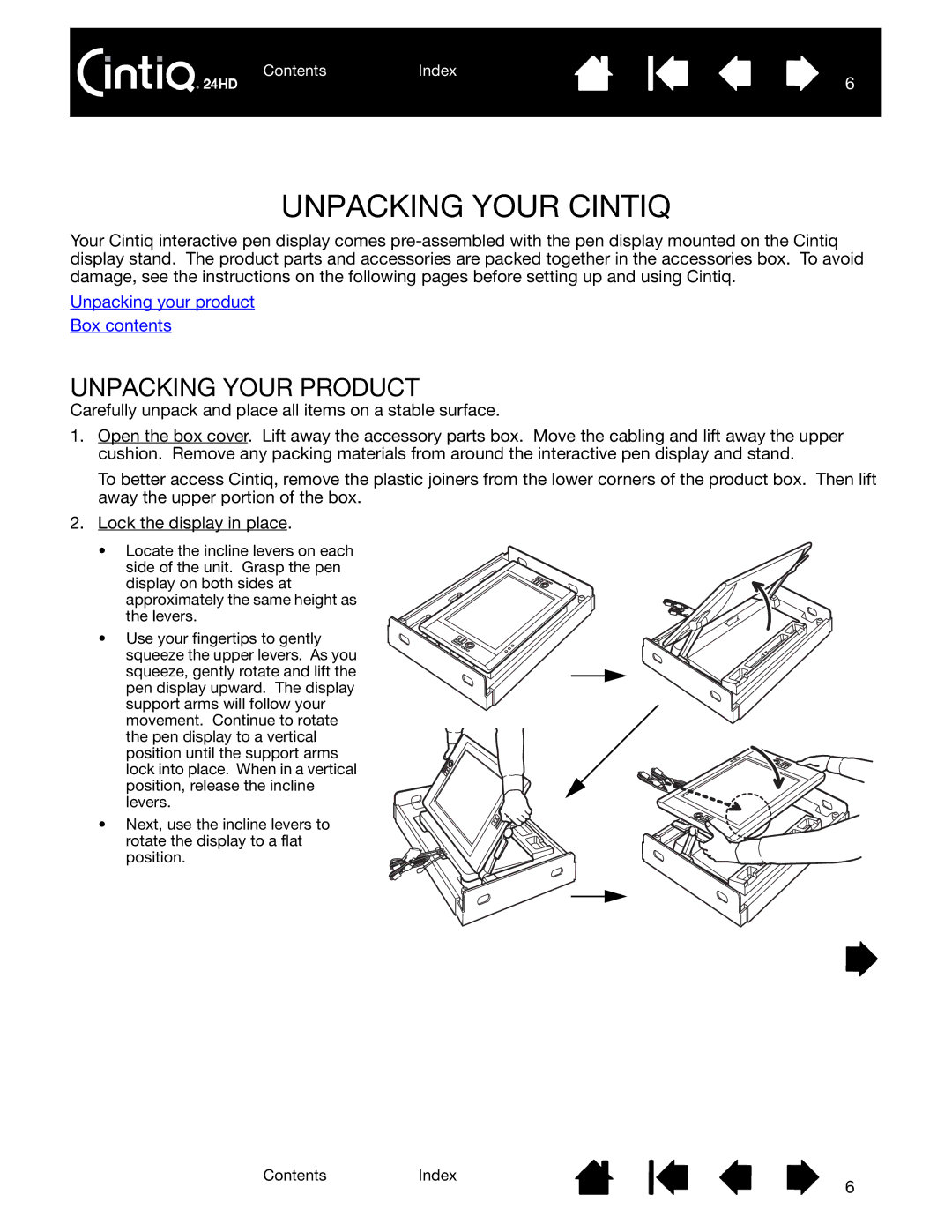 Wacom DTK-2400 user manual Unpacking Your Cintiq, Unpacking Your Product 