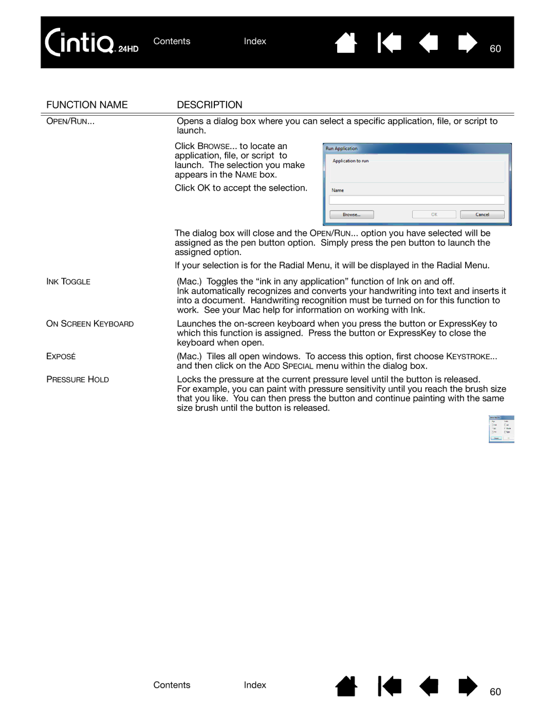 Wacom DTK-2400 user manual Open/Run 