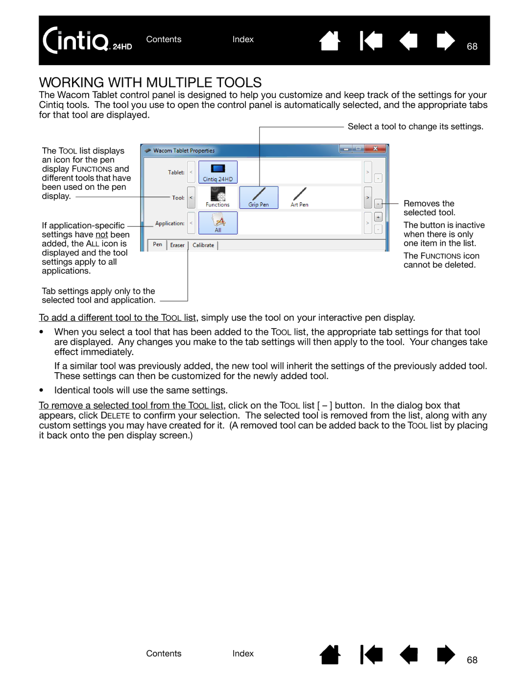 Wacom DTK-2400 user manual Working with Multiple Tools 