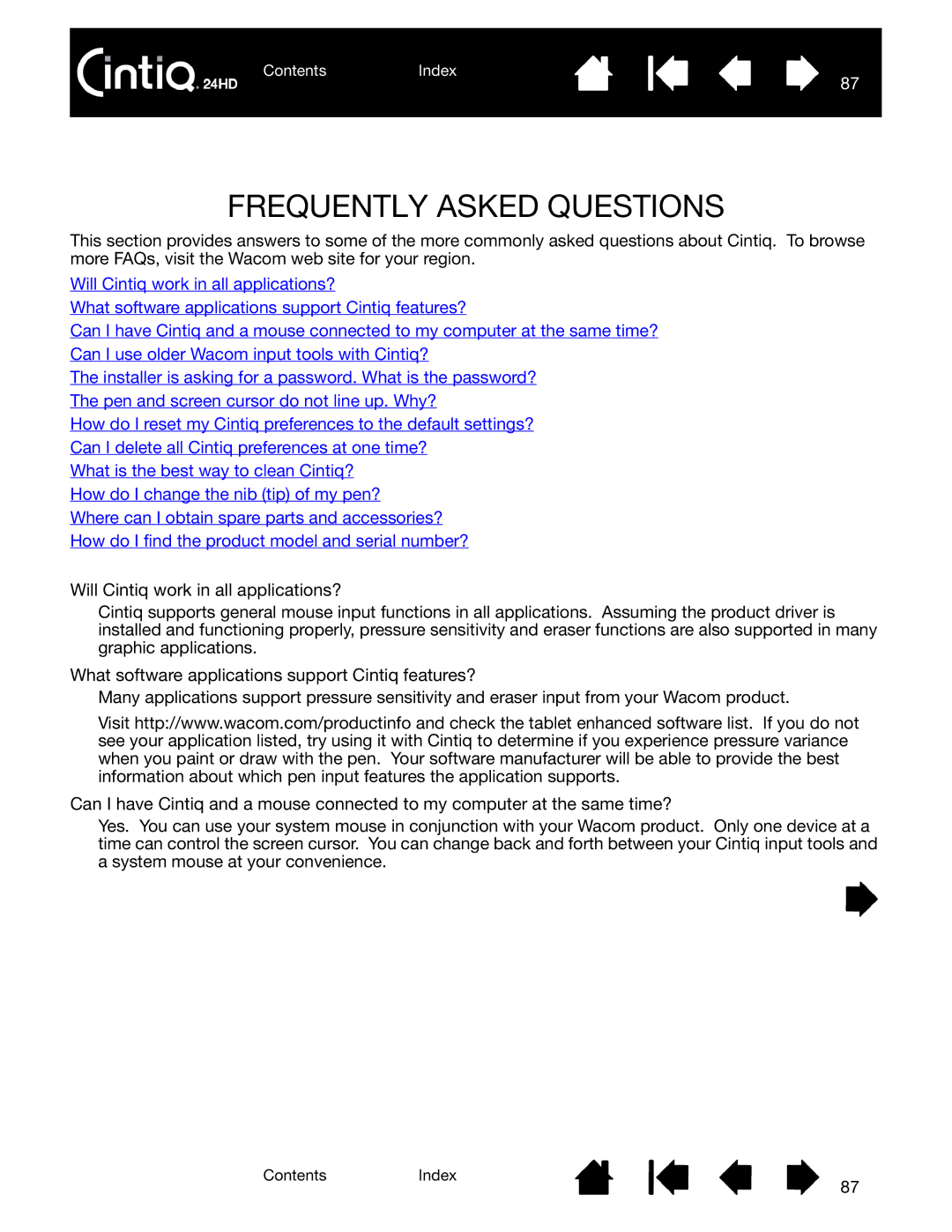 Wacom DTK-2400 user manual Frequently Asked Questions 