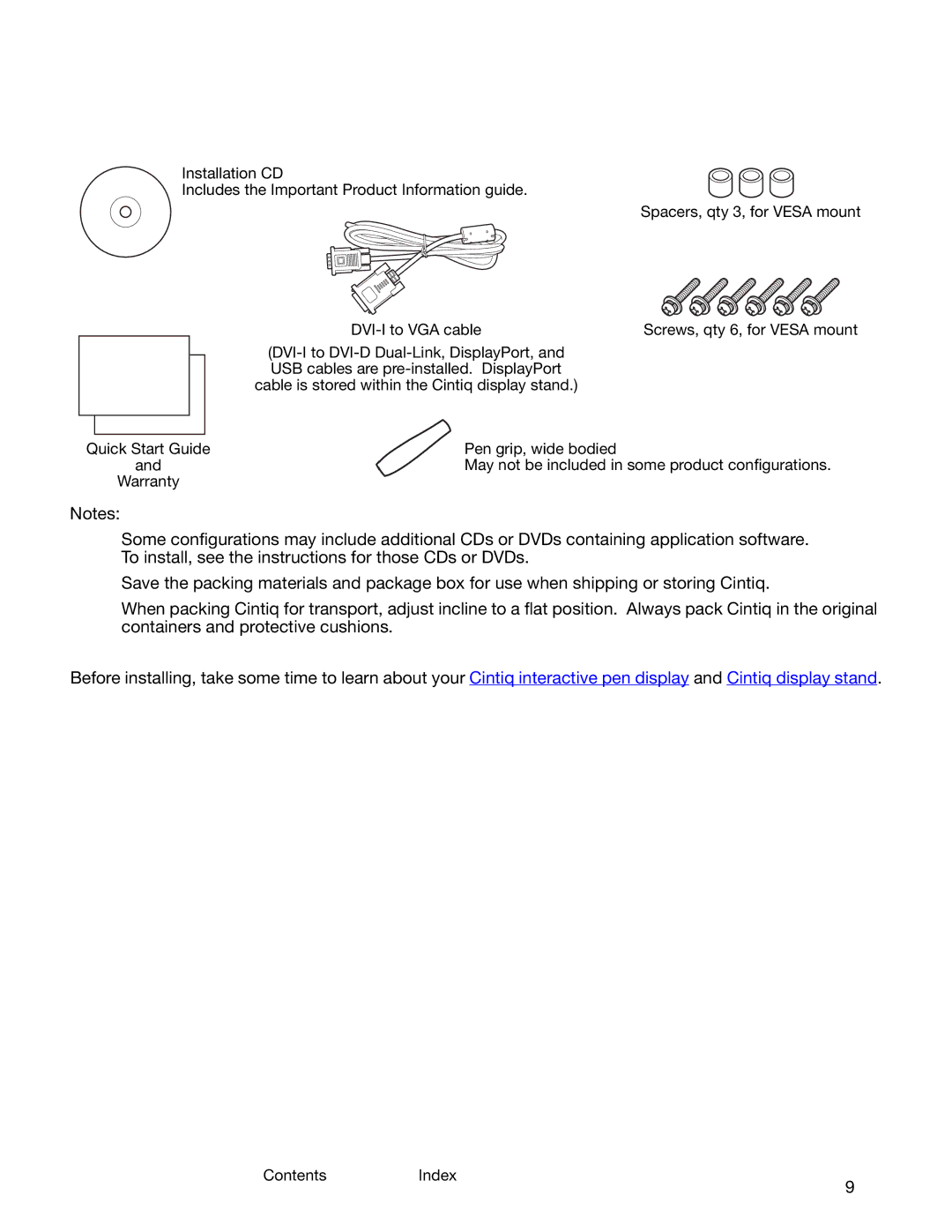 Wacom DTK-2400 user manual ContentsIndex 