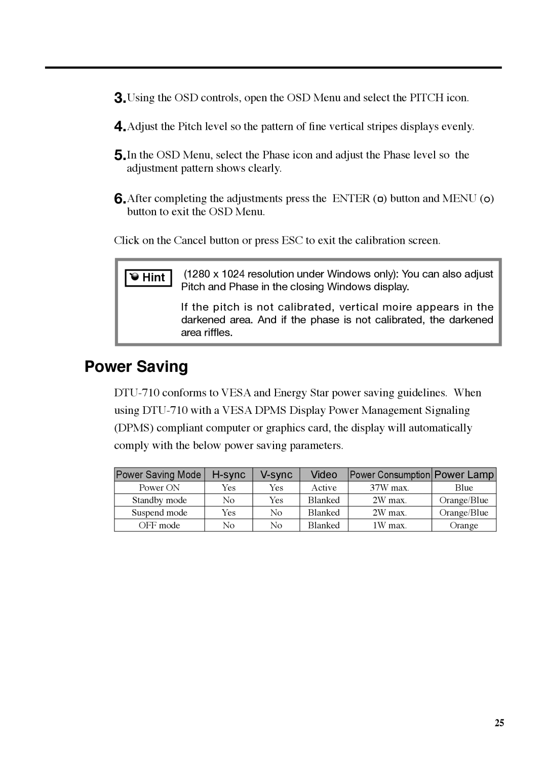 Wacom DTU-710 manual Power Saving, Hint 