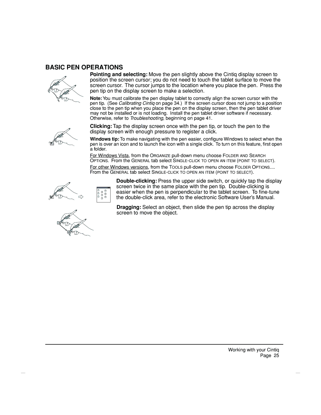 Wacom DTZ-2100D manual Basic PEN Operations 