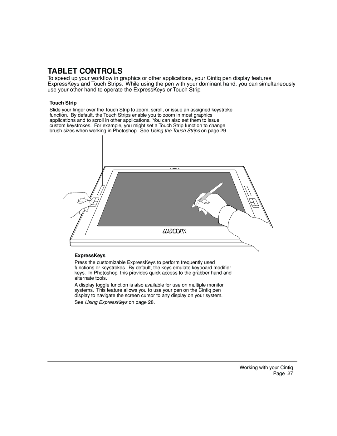 Wacom DTZ-2100D manual Tablet Controls, Touch Strip 