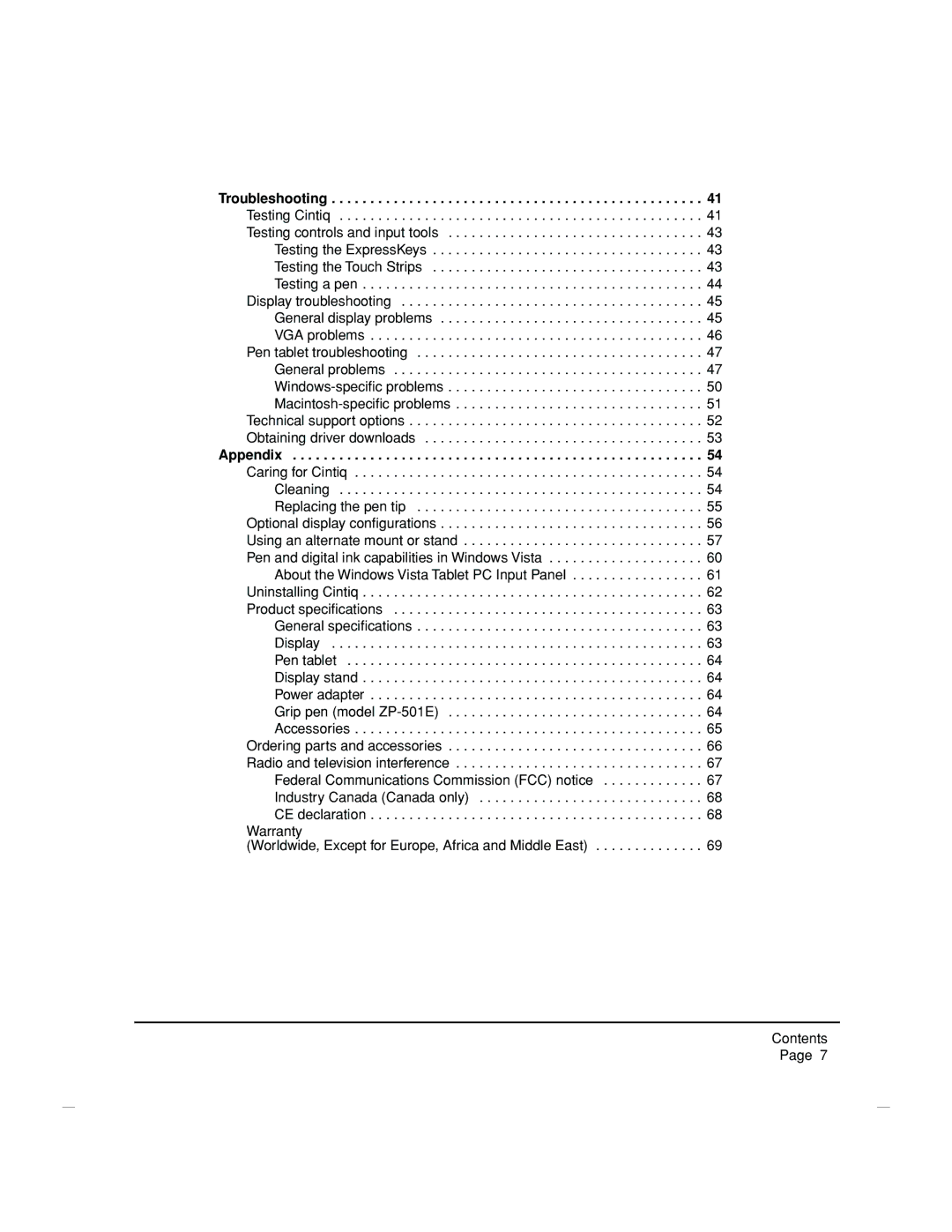 Wacom DTZ-2100D manual Troubleshooting, Appendix 