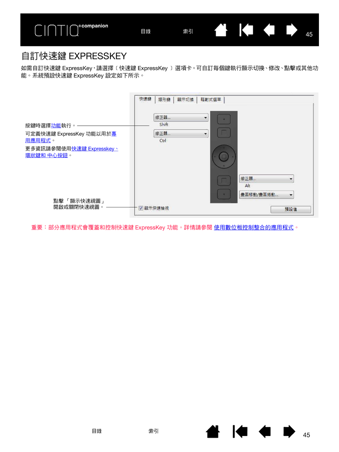 Wacom H0413 user manual 自訂快速鍵 Expresskey 