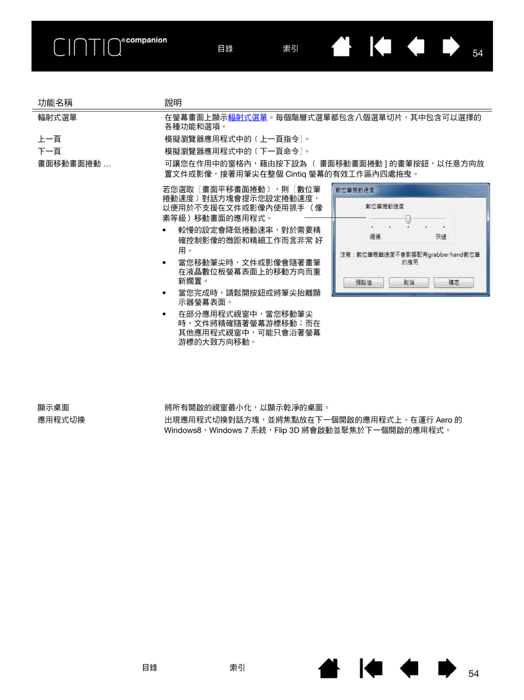 Wacom H0413 user manual Windows8 、Windows 7 系統，Flip 3D 將會啟動並聚焦於下一個開啟的應用程式。 