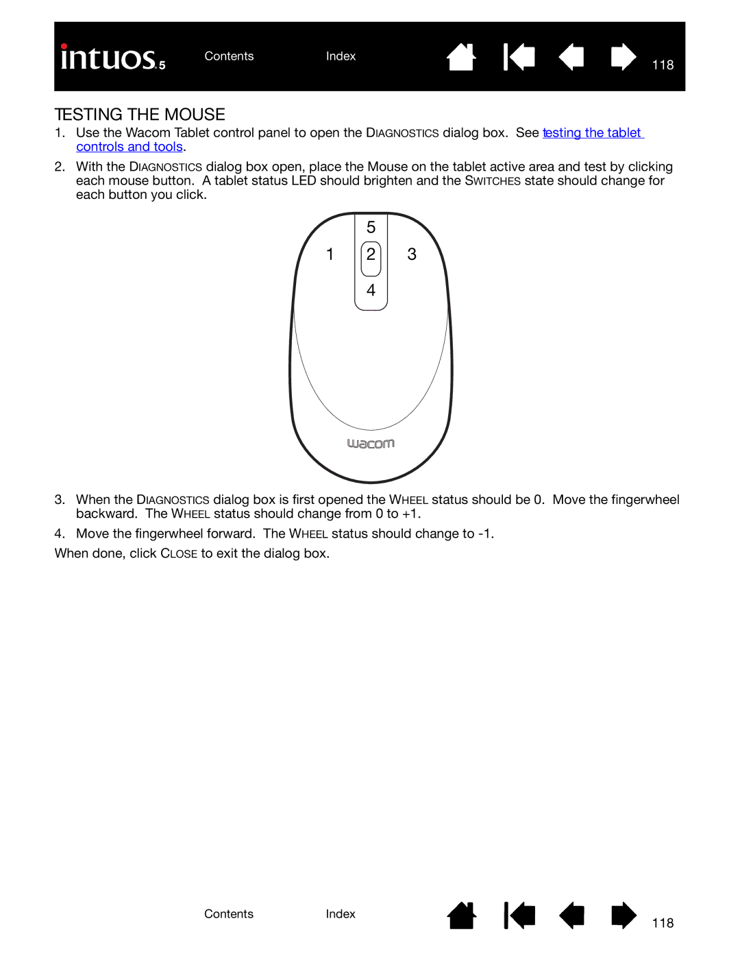 Wacom PTK-450, PTH-850, PTK-650, PTH-450, PTH-650 user manual Testing the Mouse, 118 