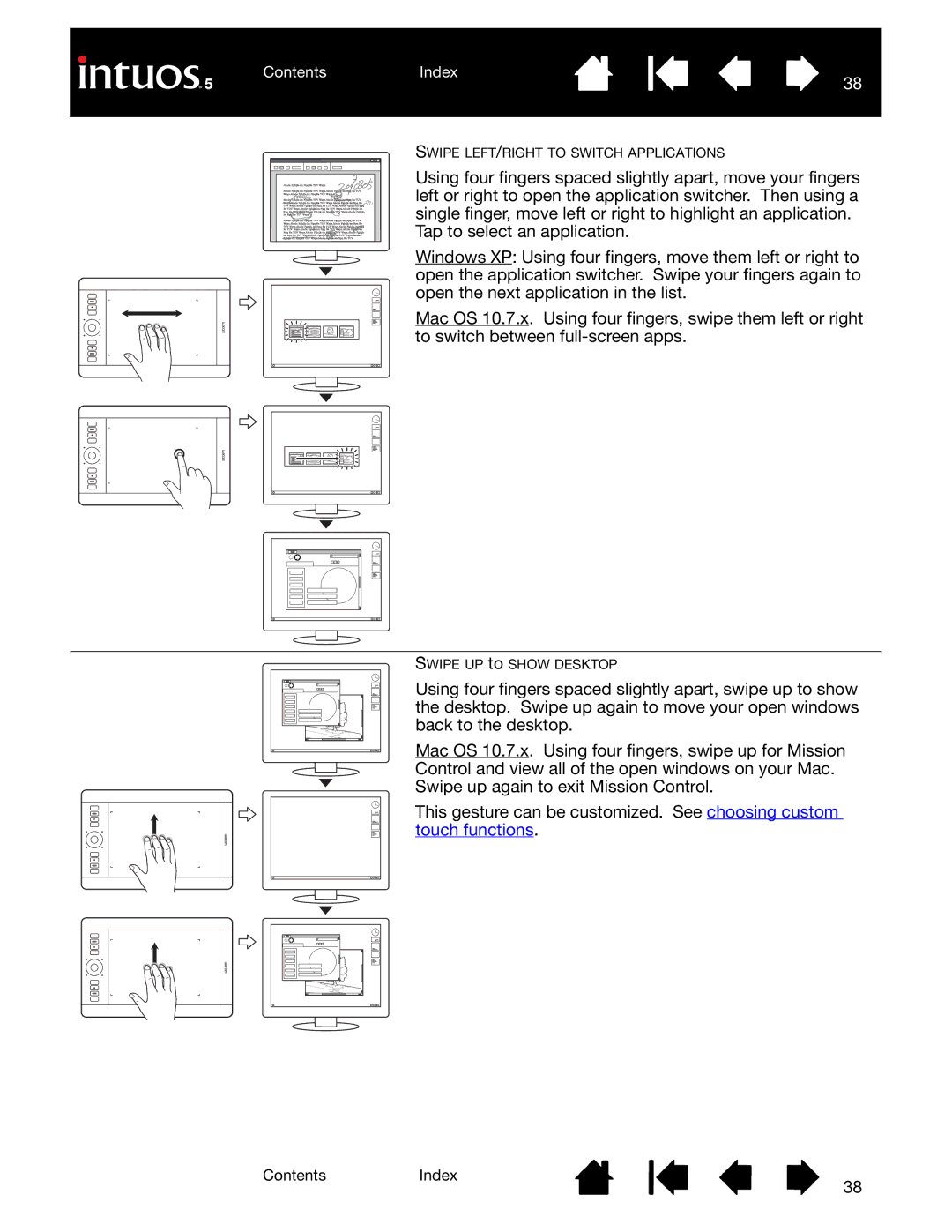 Wacom PTK-450, PTH-850, PTK-650, PTH-450, PTH-650 user manual Swipe LEFT/RIGHT to Switch Applications 