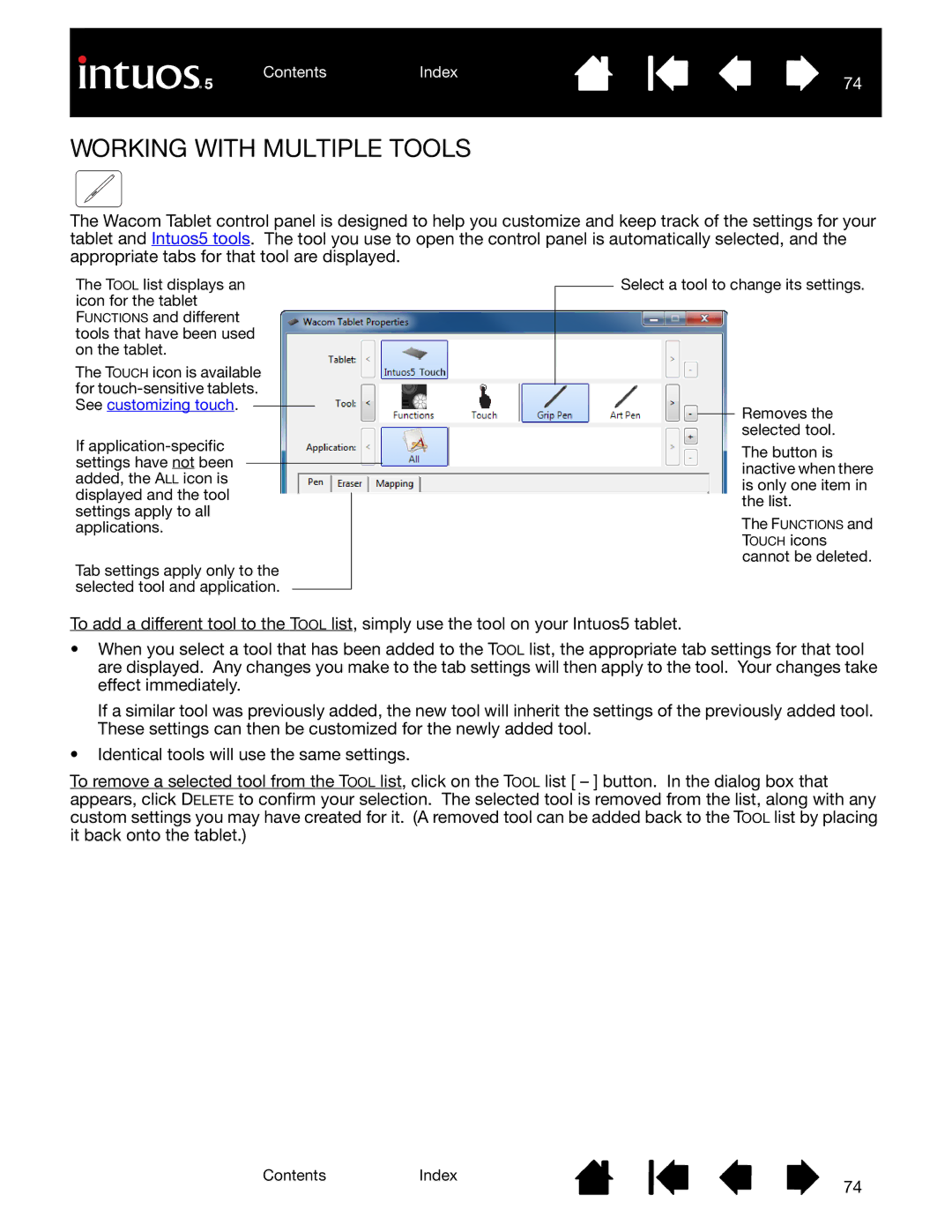 Wacom PTH-650, PTH-850, PTK-650, PTH-450, PTK-450 user manual Working with Multiple Tools 