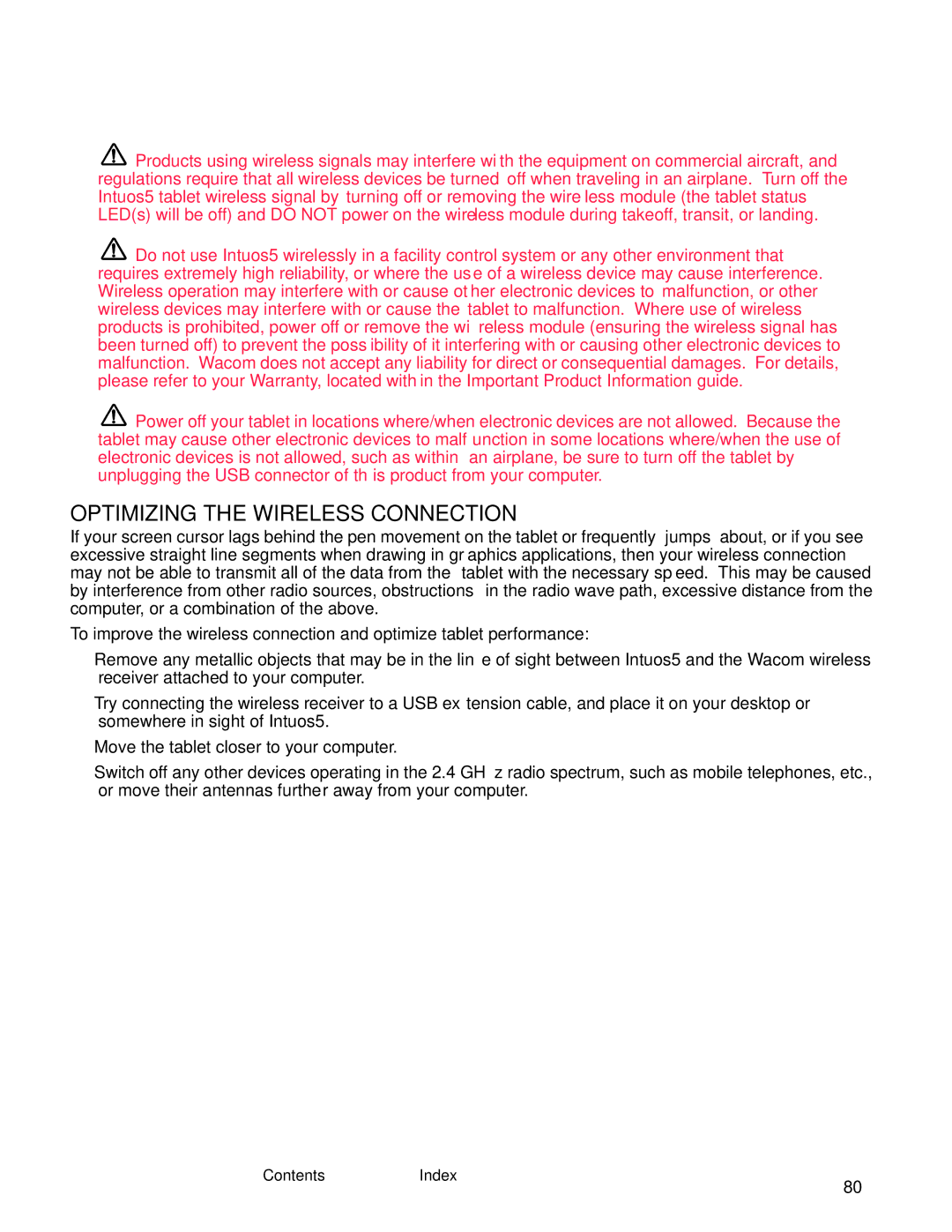 Wacom PTH-850, PTK-650, PTH-450, PTK-450, PTH-650 user manual Optimizing the Wireless Connection 