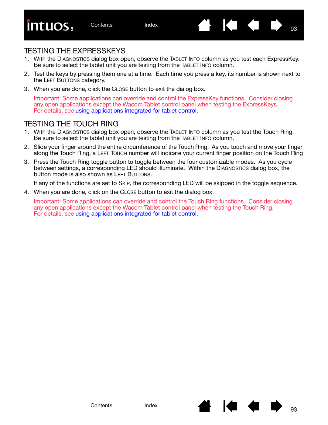 Wacom PTK-450, PTH-850, PTK-650, PTH-450, PTH-650 user manual Testing the Expresskeys, Testing the Touch Ring 