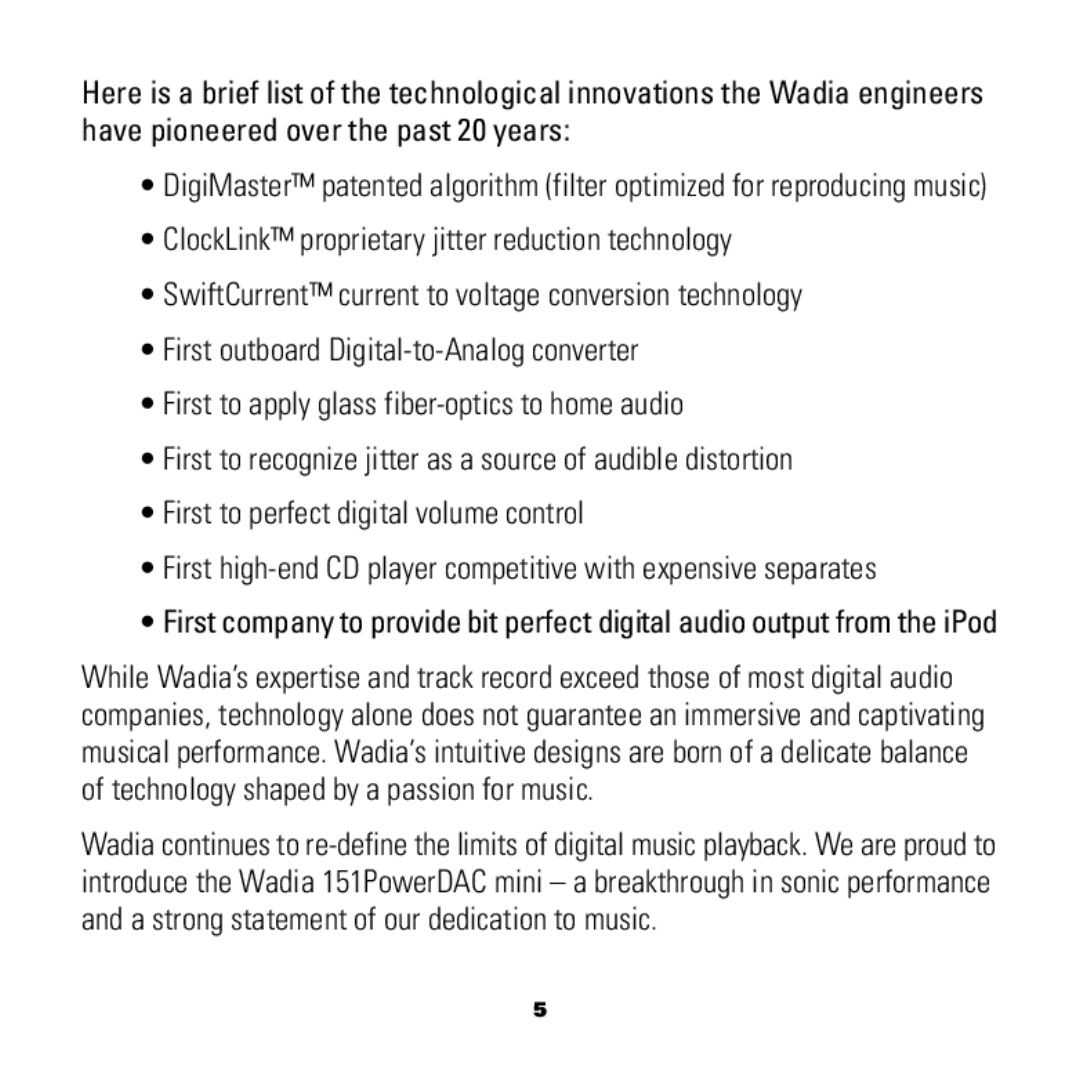 Wadia Digital 151 manual 