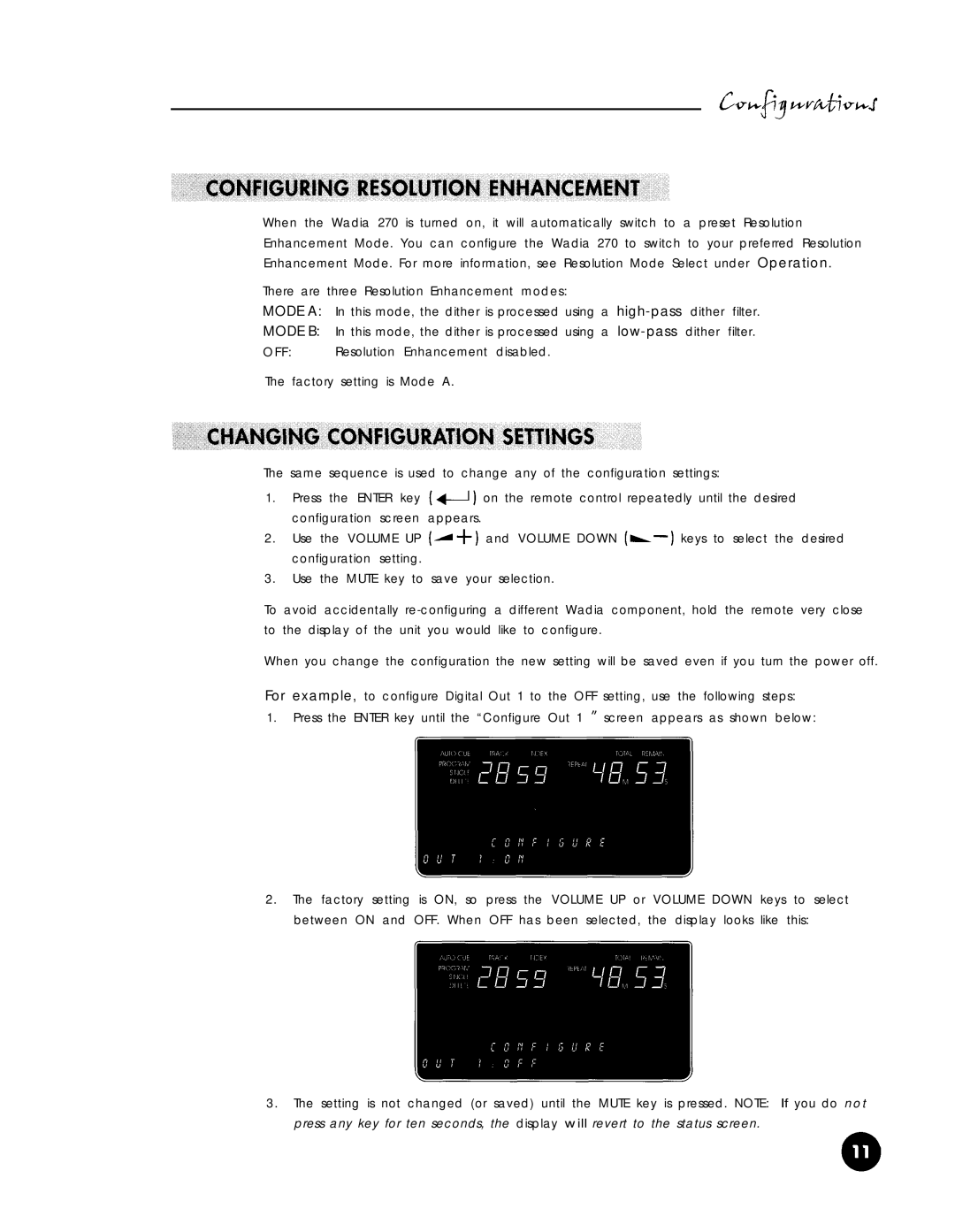 Wadia Digital 270 operation manual Mode a 