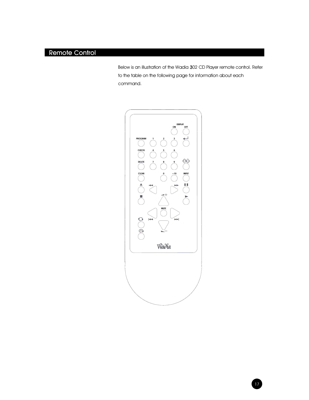 Wadia Digital 302 owner manual Remote Control 