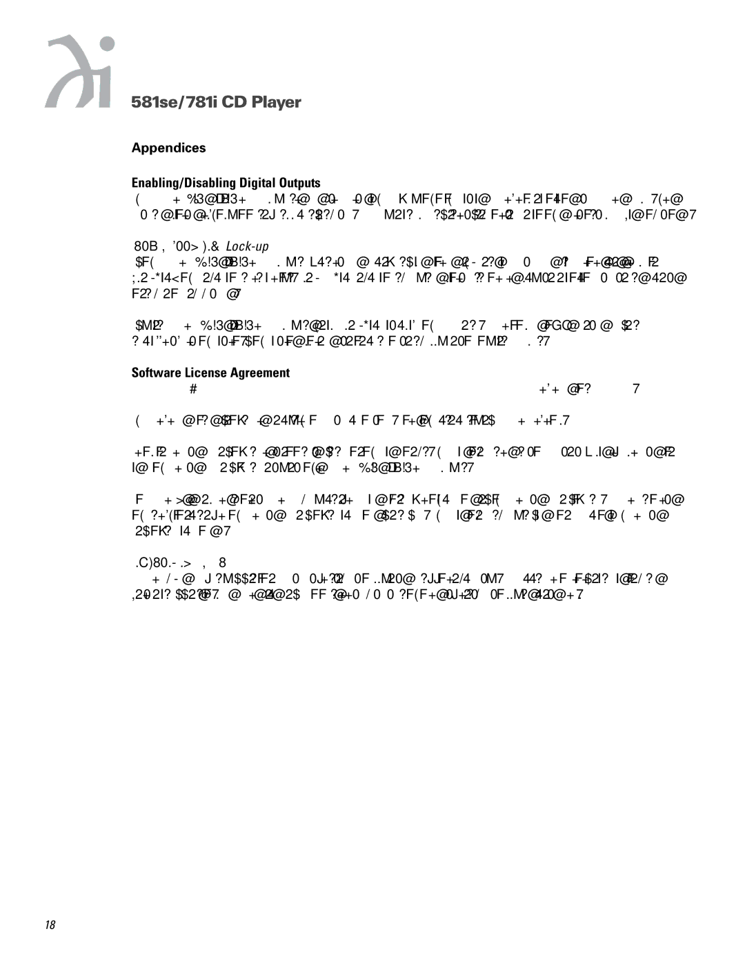 Wadia Digital 581SE, 781I operation manual Appendices Enabling/Disabling Digital Outputs, Software License Agreement 