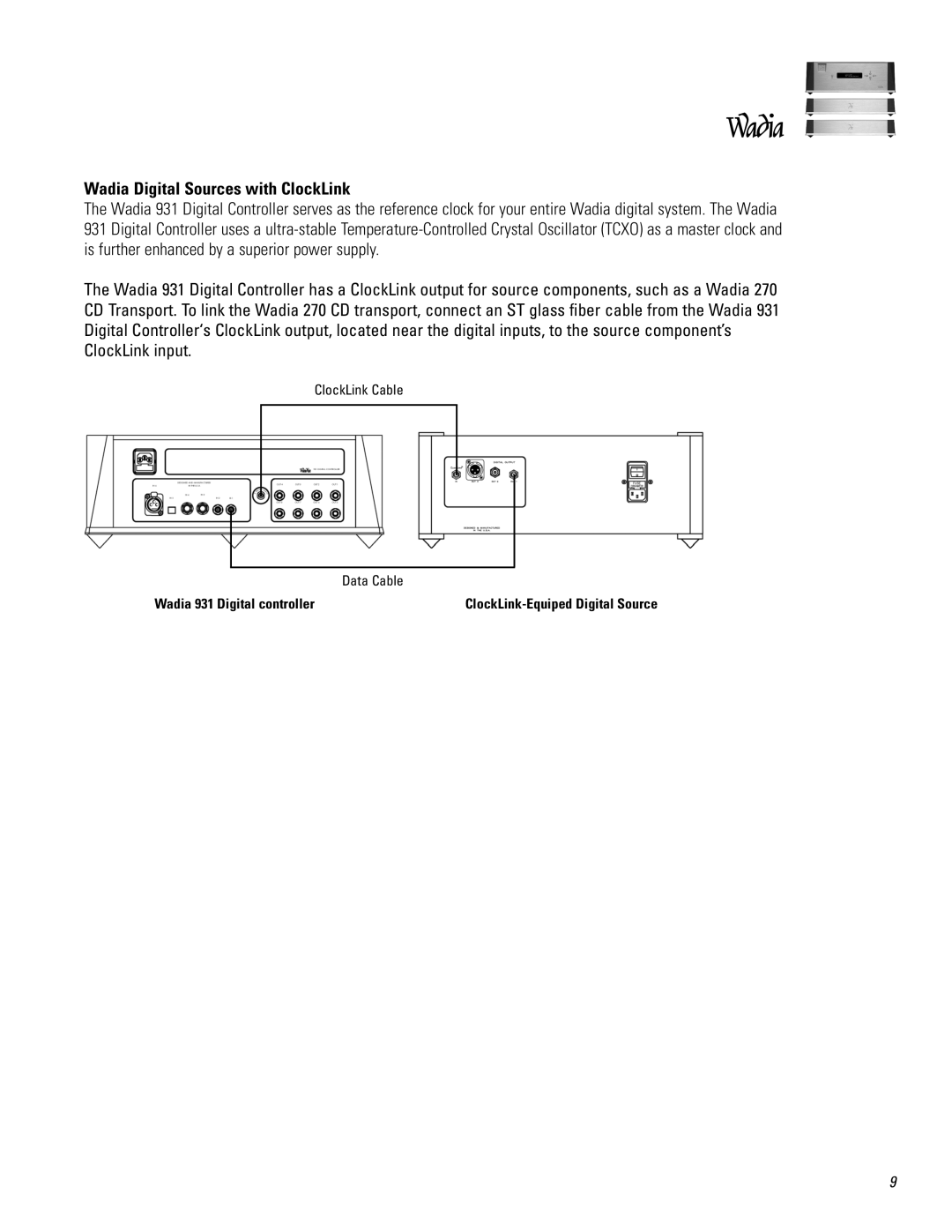 Wadia Digital 931921 operation manual Wadia Digital Sources with ClockLink 