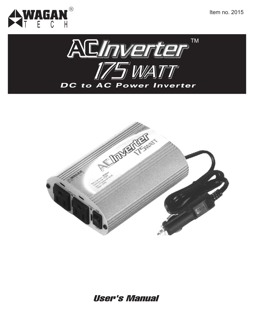 Wagan 175 Watt AC to DC Power Inverter user manual 