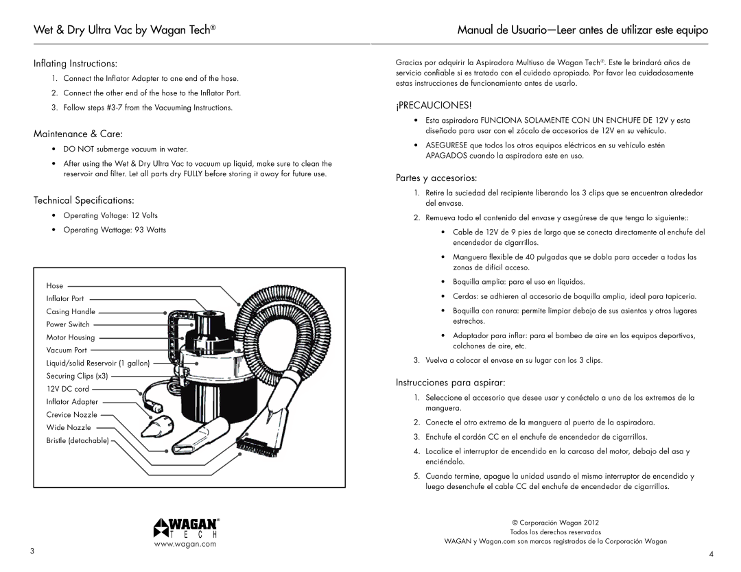 Wagan 750 user manual Manual de Usuario-Leer antes de utilizar este equipo 