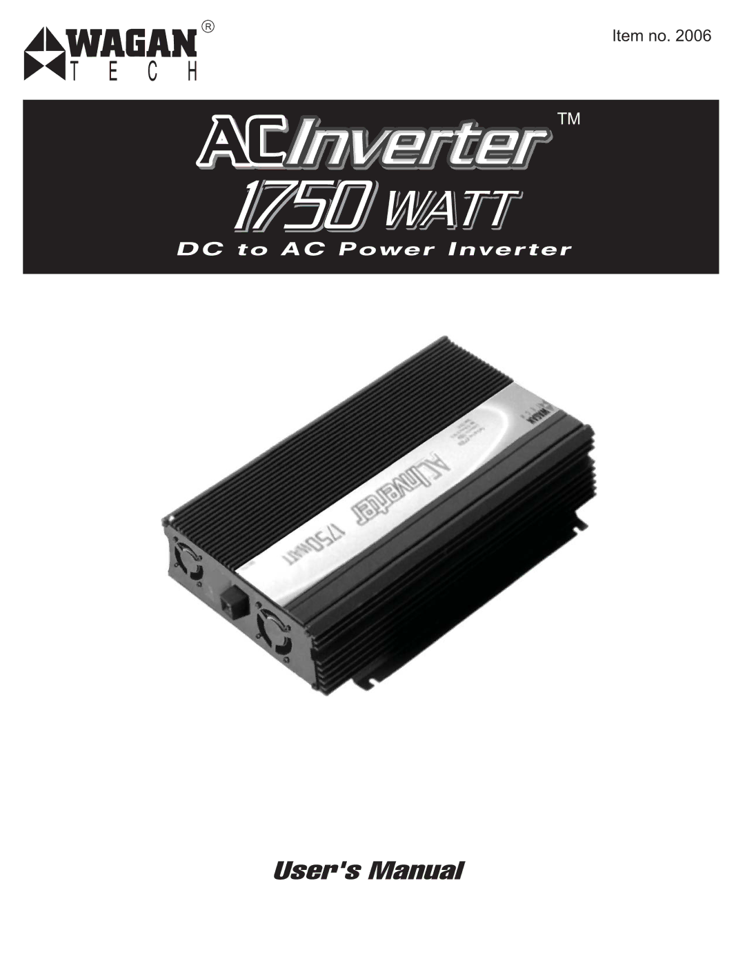 Wagan Inverter user manual 1750 