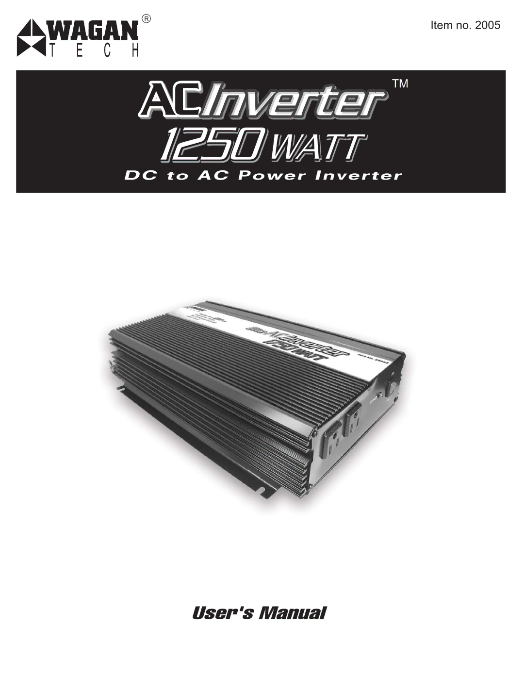 Wagan ower Inverter user manual Item no 