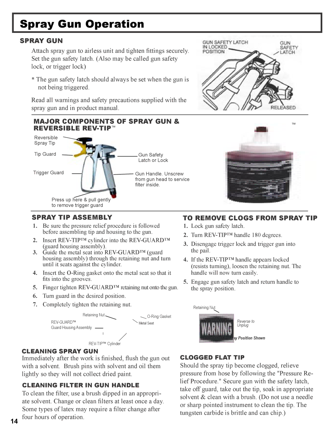 Wagner SprayTech 3000, 3500 Spray Gun Operation, Major Components of Spray GUN Reversible REV-TIP, Spray TIP Assembly 