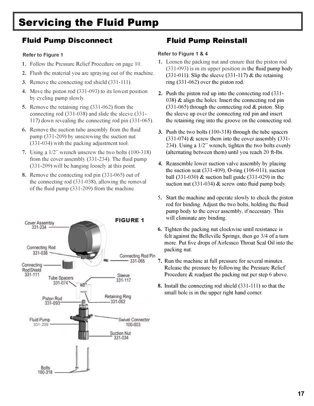 Wagner SprayTech 3000, 3500 operation manual Servicing the Fluid Pump, Fluid Pump Disconnect 