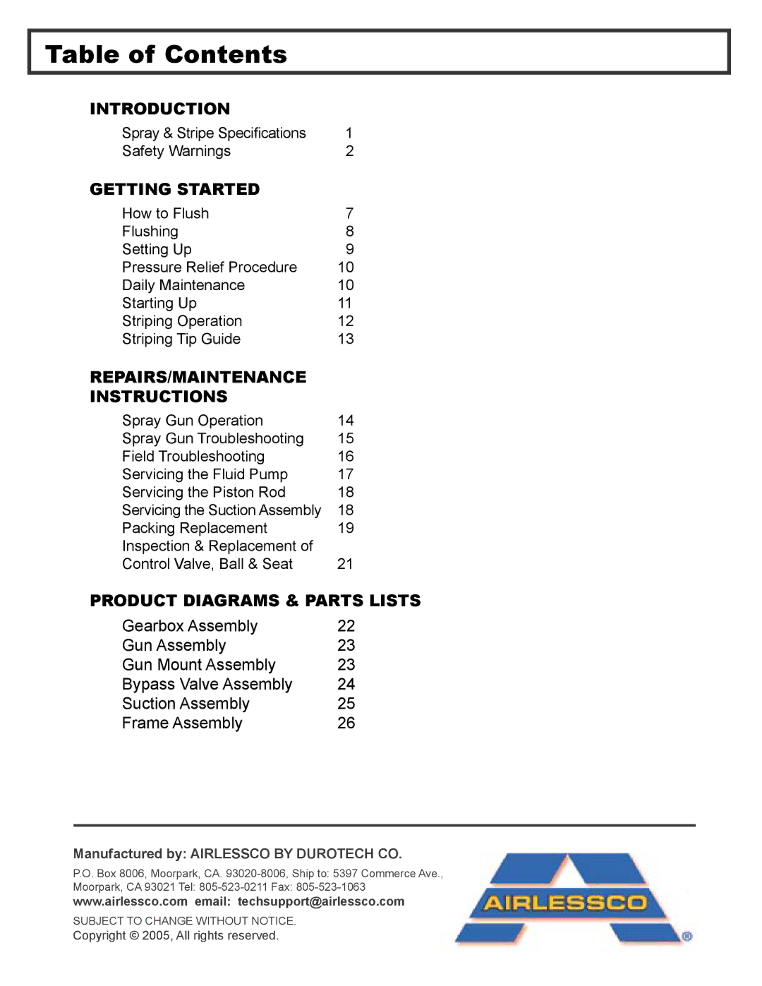 Wagner SprayTech 3000, 3500 operation manual Table of Contents 