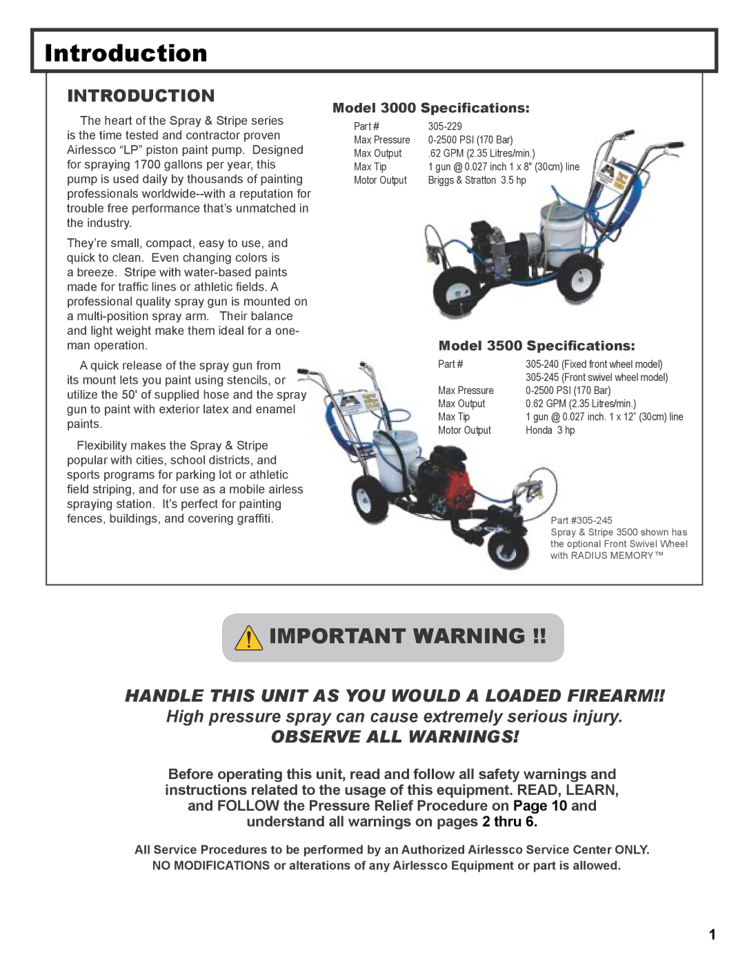 Wagner SprayTech 3000, 3500 operation manual Introduction 