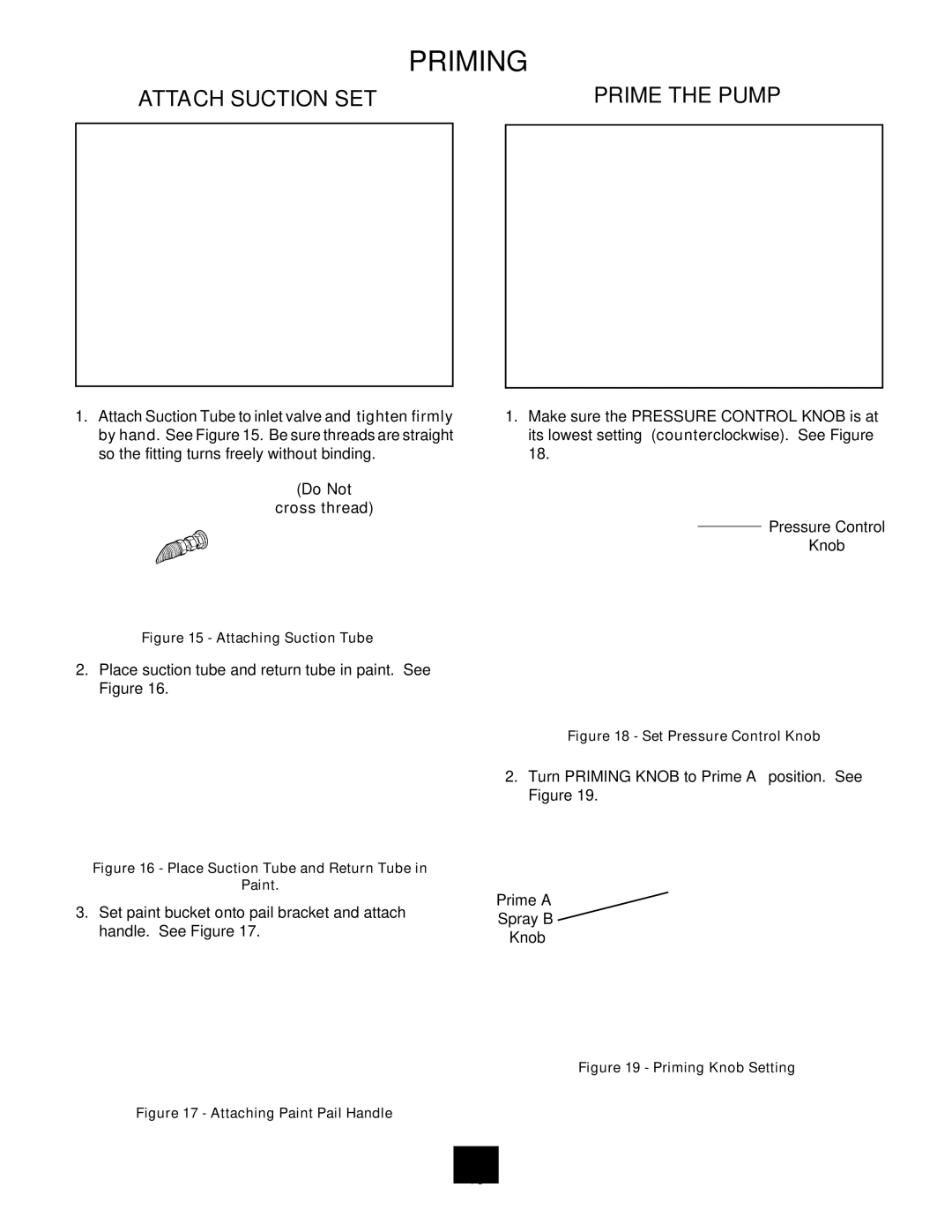 Wagner SprayTech 505 owner manual Attach Suction SET Prime the Pump, Do Not Cross thread 