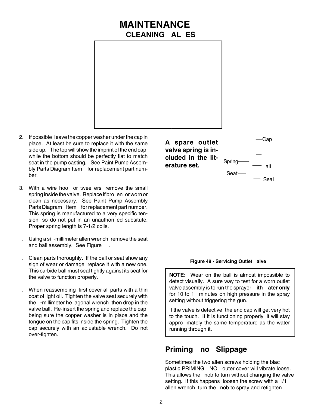 Wagner SprayTech 505 owner manual Priming Knob Slippage, Erature set 