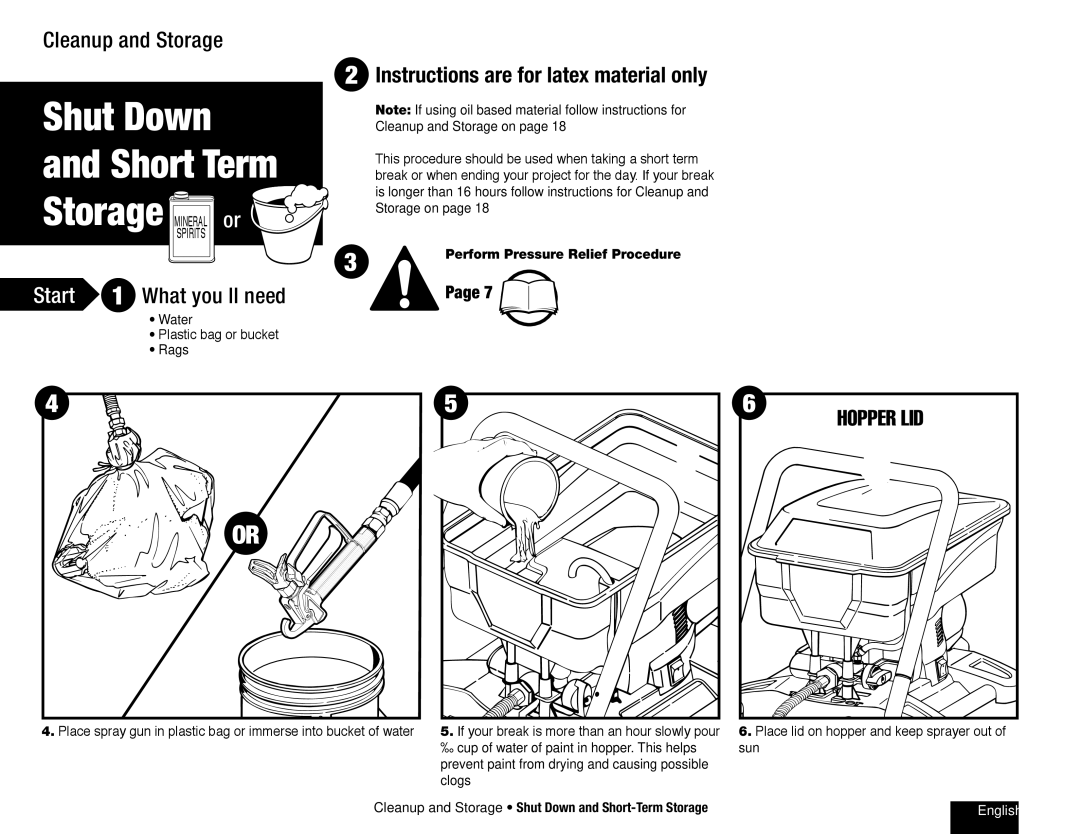 Wagner SprayTech 770 owner manual Storage Mineral or, Cleanup and Storage, Instructions are for latex material only 