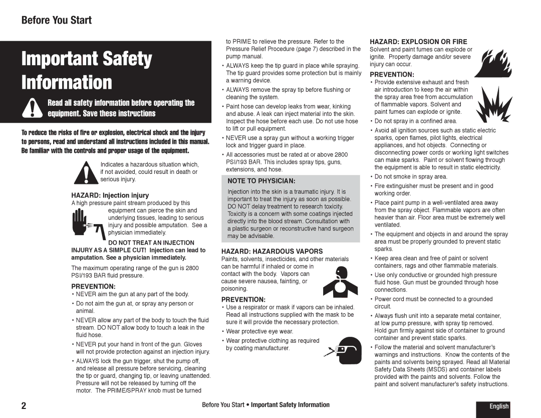 Wagner SprayTech 770 owner manual Important Safety Information, Before You Start 