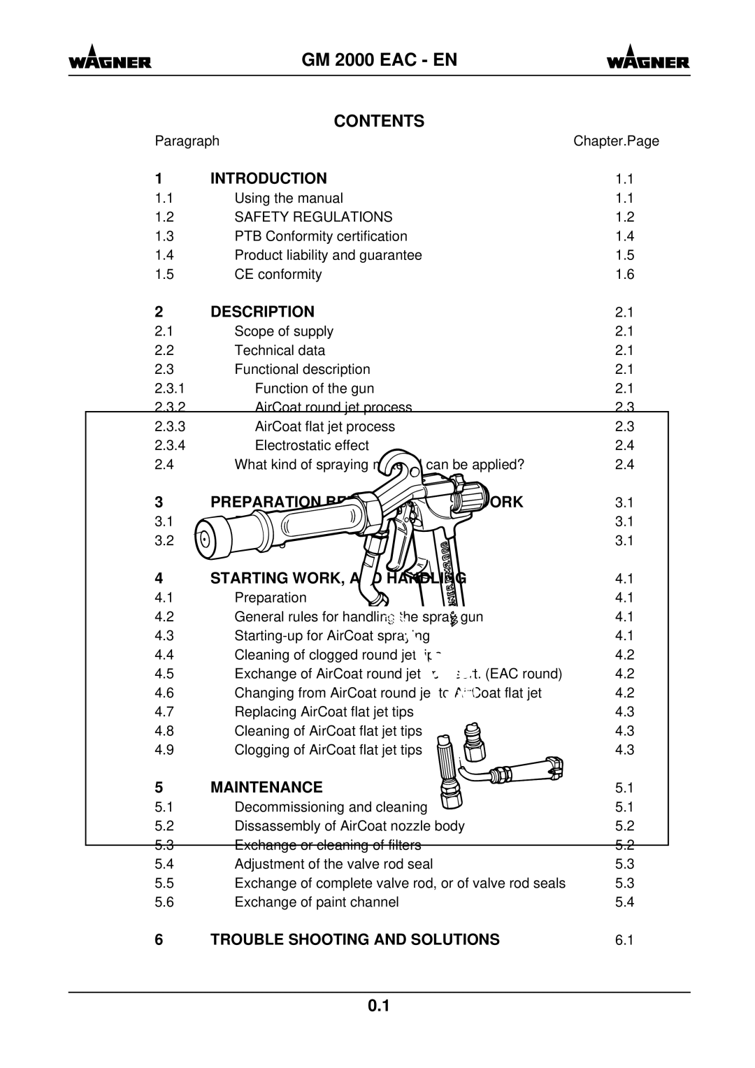 Wagner SprayTech GM 2000 EACF, GM 2000 EACR manual GM 2000 EAC EN, Contents 