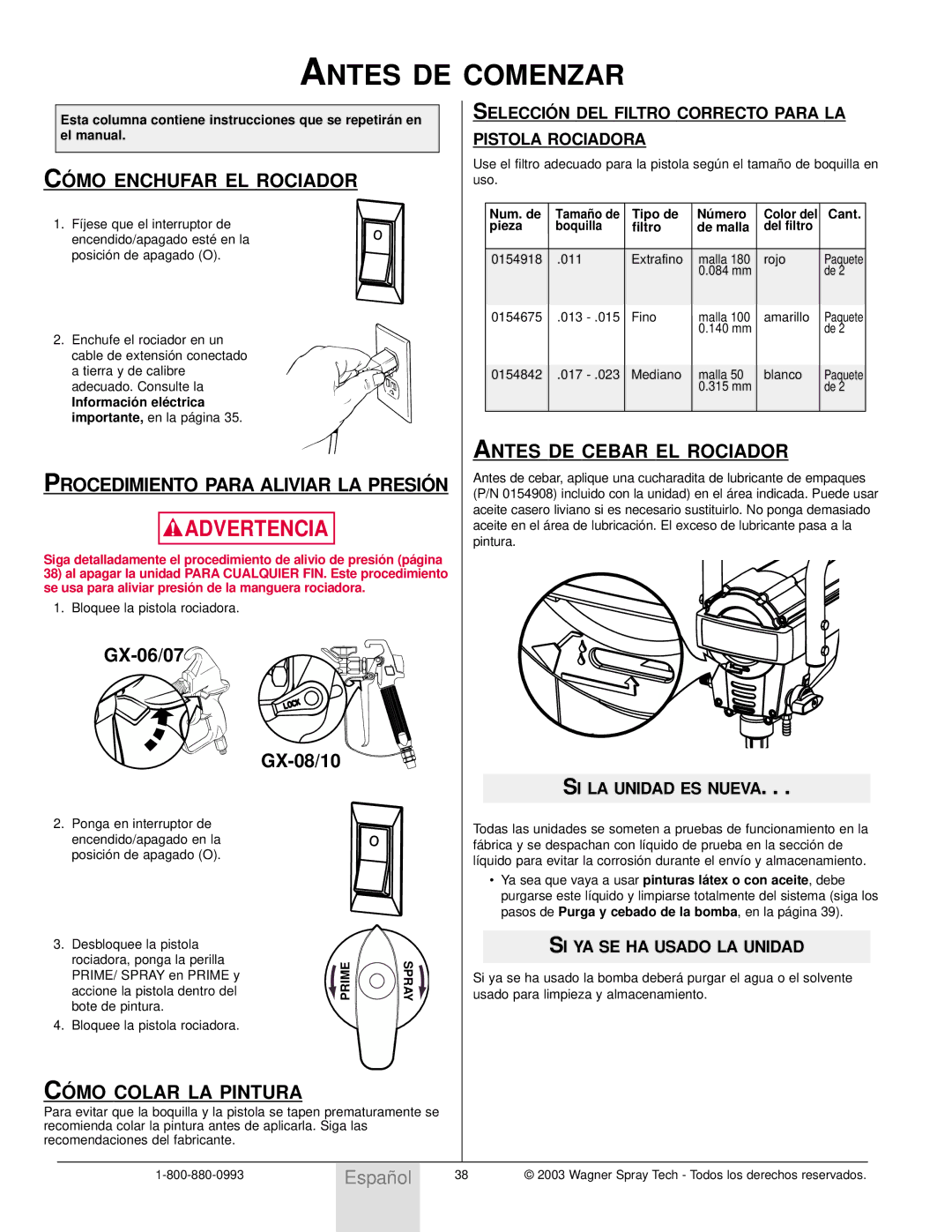 Wagner SprayTech Model 9140 Antes DE Comenzar, CÓ MO Enchufar EL Rociador, Procedimiento Para Aliviar LA Presió N 