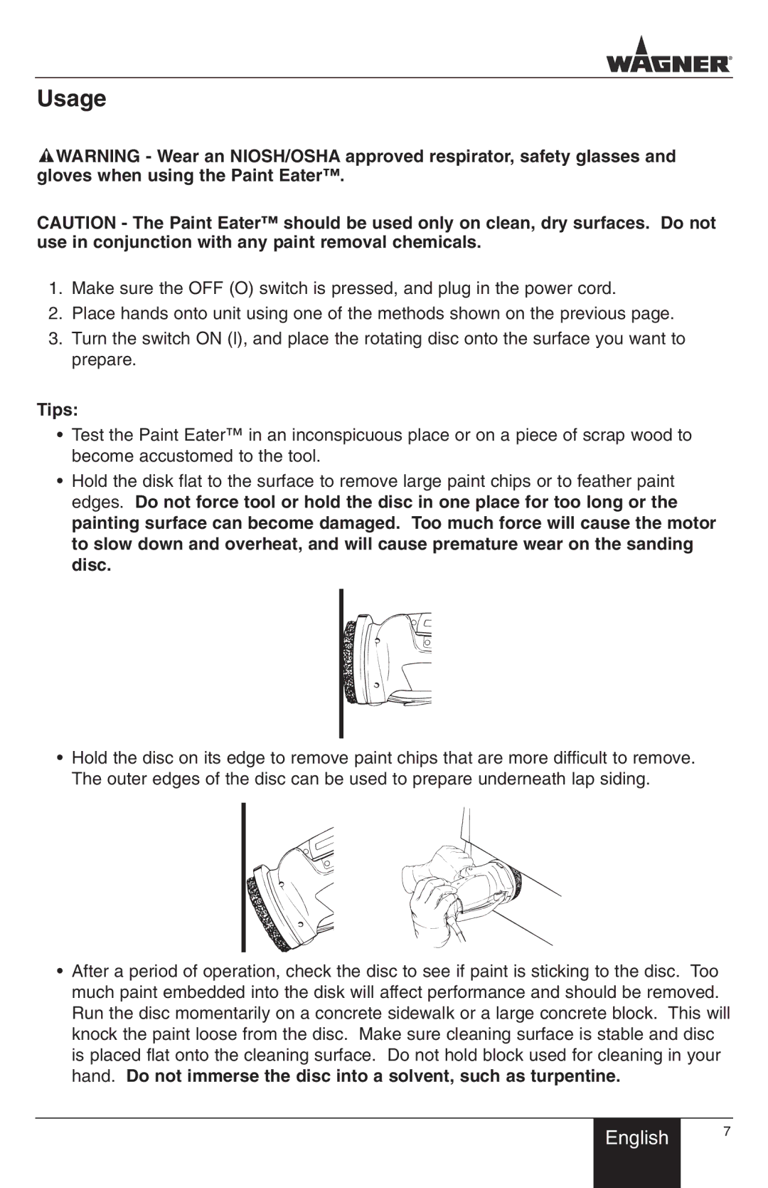 Wagner SprayTech Paint Eater owner manual Usage, Tips 